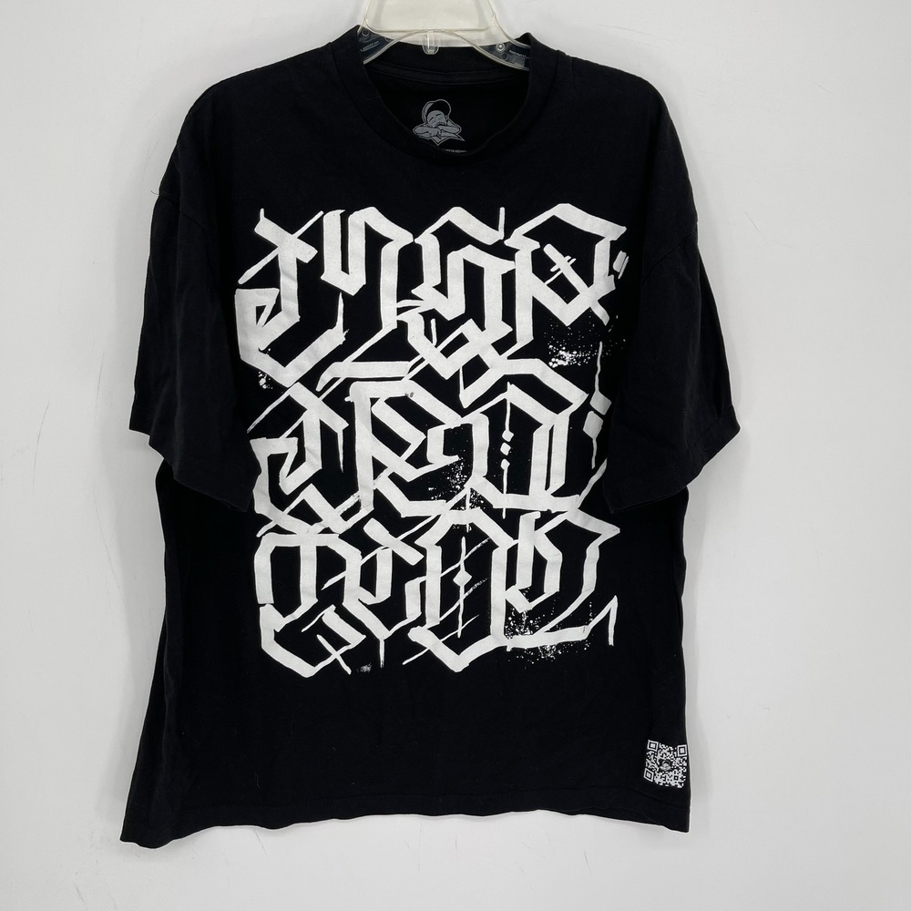 Letters To Live By Men's Black Calligraphy Graphic Short Sleeve T-Shirt Size 2XL